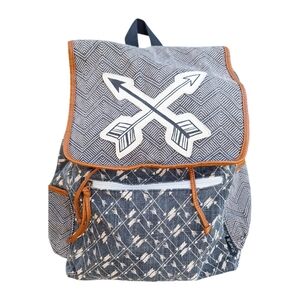 Twig & Arrow Black And White Backpack  With Stripes and Arrow Pattern